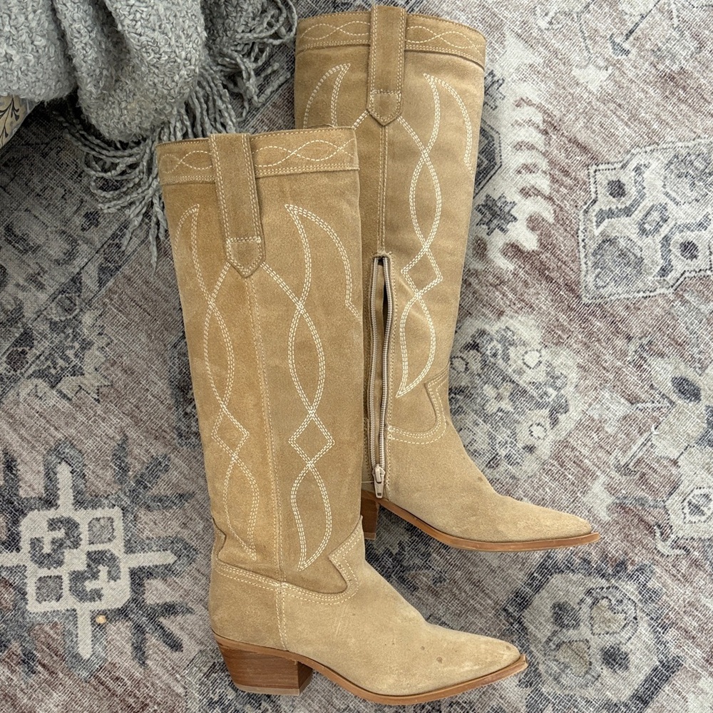 Nordstrom suede leather tall cowboy boots